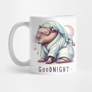 Sleepy Capybara in Comfy Pajamas Mug